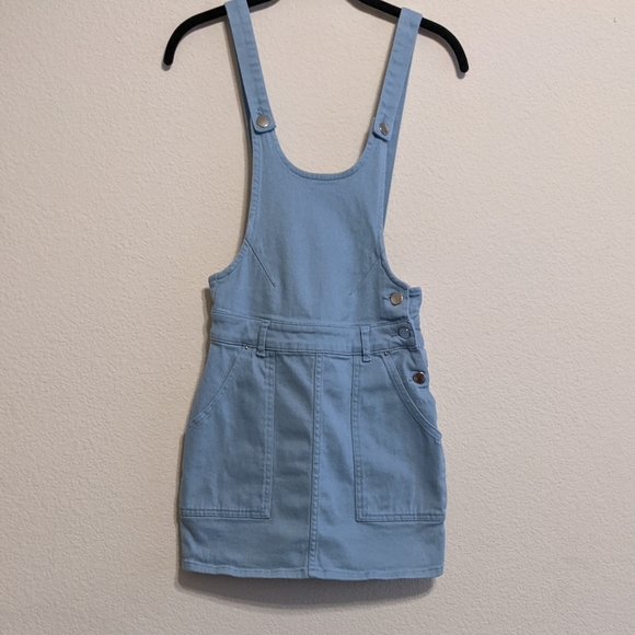 Urban Outfitters Light Blue Stretch Denim Overall Dress Size 0 - Picture 5 of 9